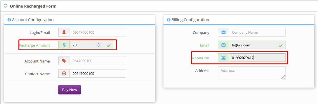 Recharge Money Page